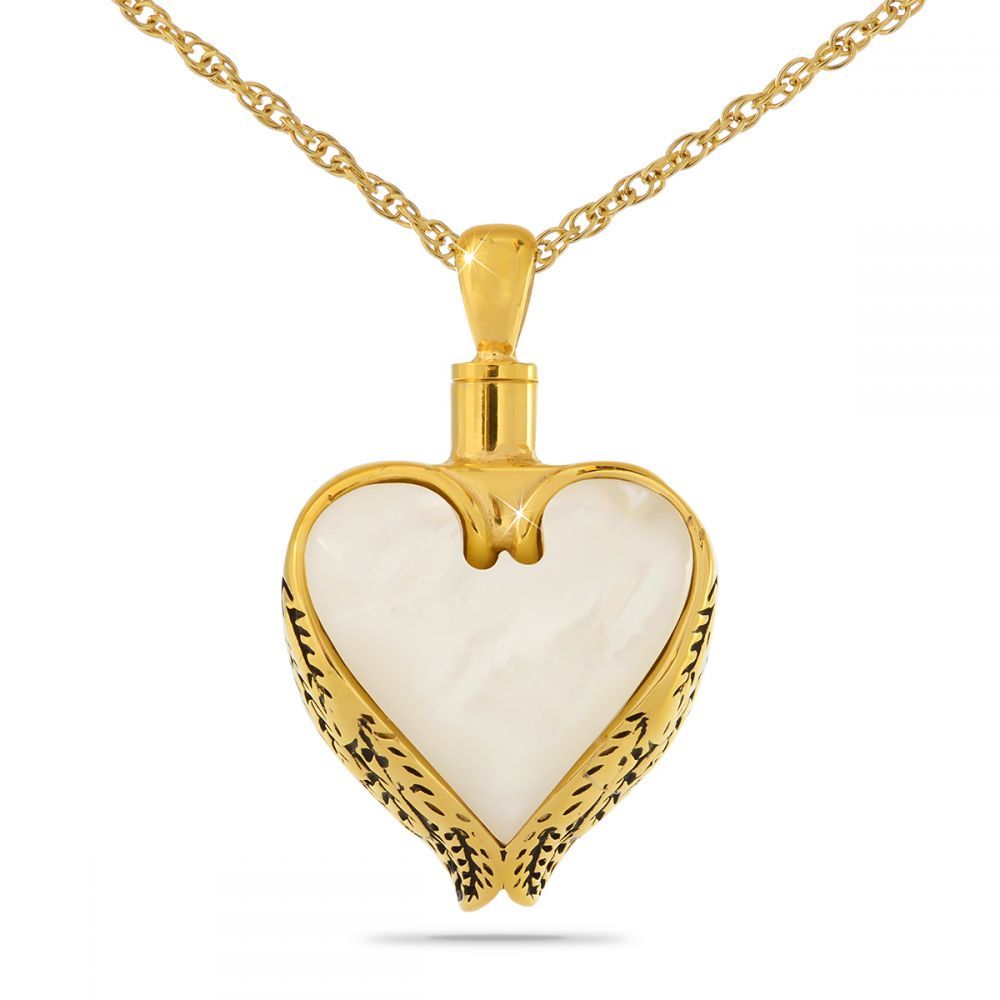 Mother of Pearl Gold Steel Heart - $95