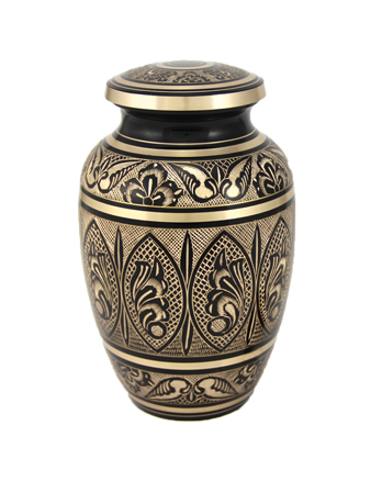 Black Etched & Gold Urn - $225