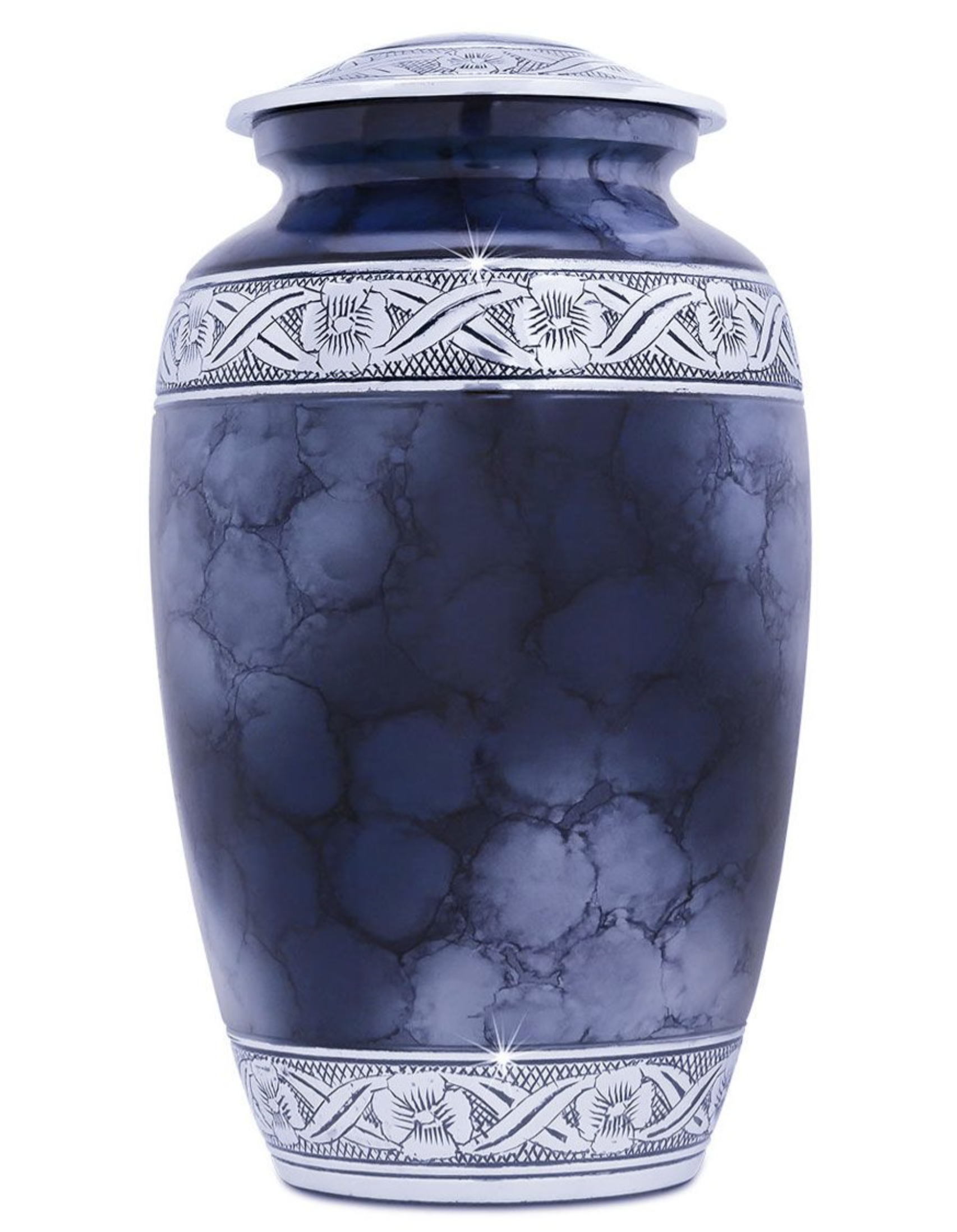 Clara Blue Aluminum Urn - $175