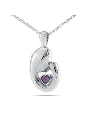 Stainless Steel Mother's Embrace with Stone - $75