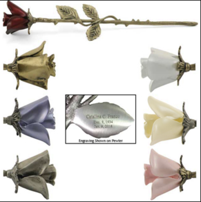 Bronze Rose Keepsake - $130 (plain) - $170 Engraving on Leaf