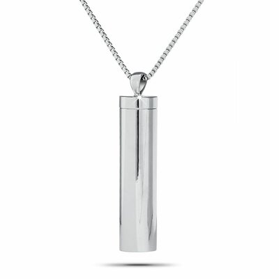 Silver Stainless Steel Cylinder Pendant