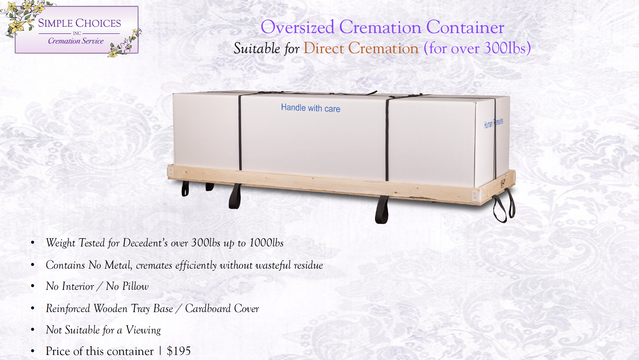Oversize Cremation Container