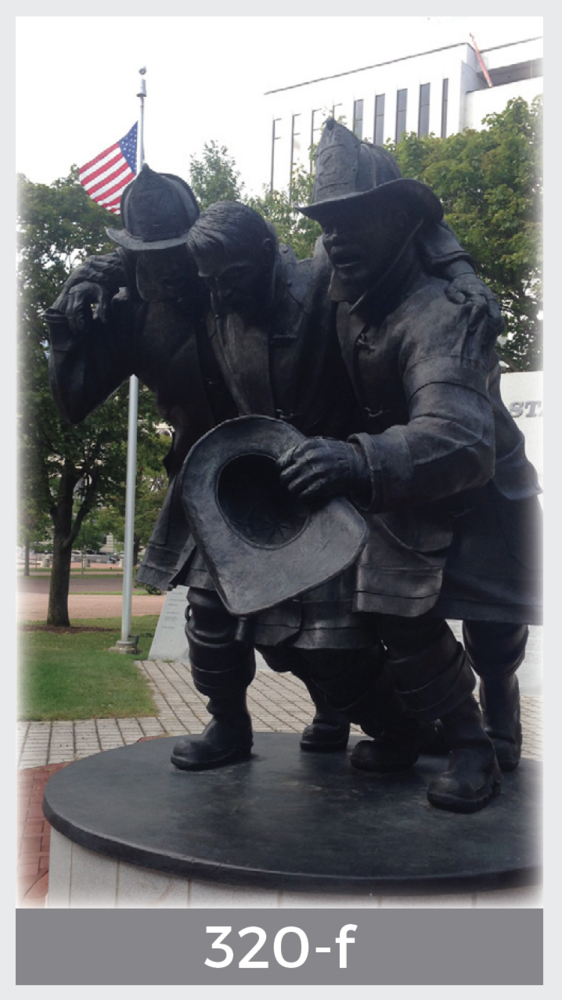 firefighter statue prayer card