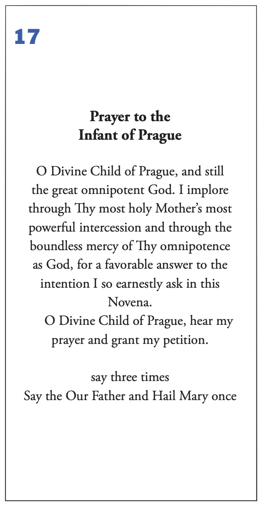 Prayer Verse 17
Prayer to the Infant of Prague