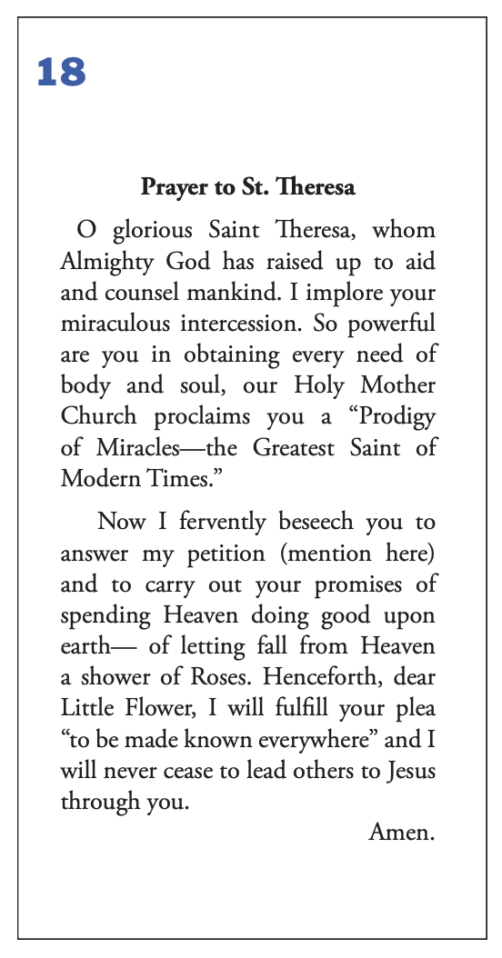 Prayer Verse 18
Prayer to St. Theresa