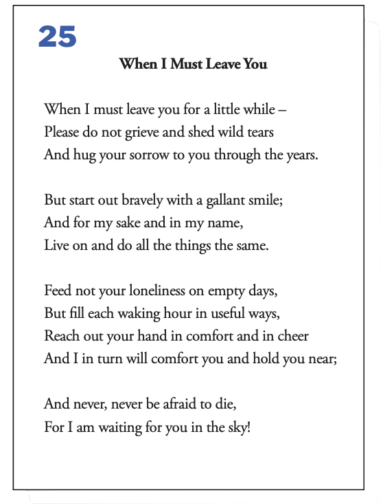 Prayer Verse 25
When I Must Leave You