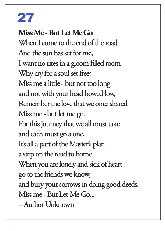 Prayer Verse 27
Miss Me - But Let me Go