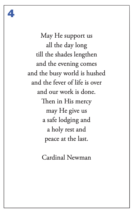 Prayer Verse 4
Cardinal Newman Prayer 
(May He Support Us...)