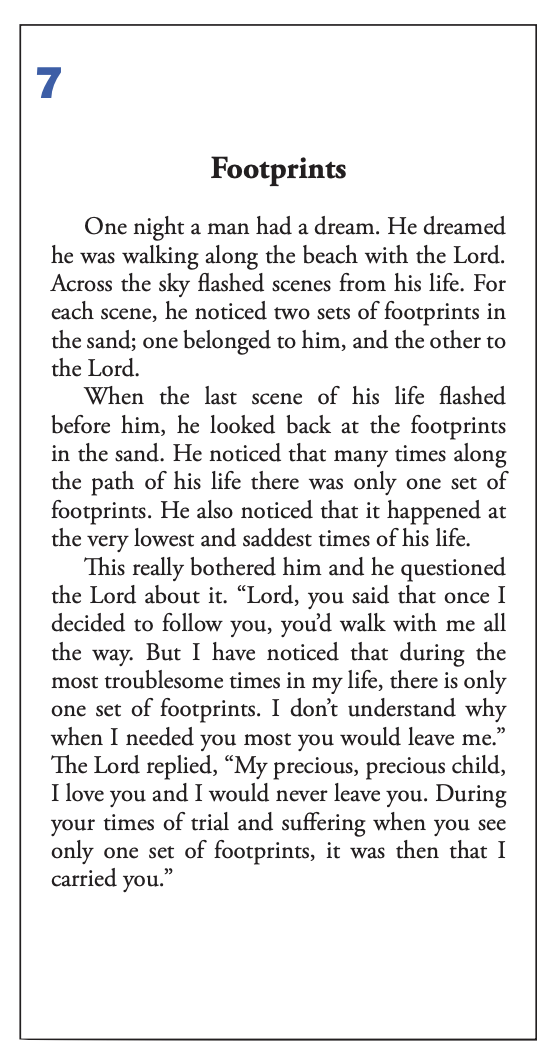 Prayer Verse 7
Footprints